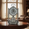 Vintage Industrial Steampunk Table Clock Silver Antique Finish with Visible Gears
