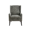Joan Printed Human Canvas Fabric Wing Chair in Green Colour