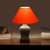 Devansh Conical Orange Cotton Shade Lamp With Wood & Mosaic Glass Base For Decoration/Office/Home/Gifting/Study For Decoration/Office/Home/Gifting/Study -(10X10X14.5) Inches -A