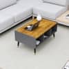 Hexa Engineered Wood Coffee Table With Storage And Open Rack In Slate Grey And Giant Wood