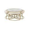 Benton Nesting Clear Glass Coffee Table Set With 4 Stools In Gold Finish