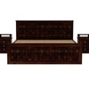Moglis Solid Wood King  Size Bed With Box Storage Bed Walnut In Finish
