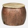 Heritage Drum Metal Coffee Table with 4 Stools in Copper Finish Set of 5