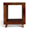 Berlin Sheesham Wood Contemporary Rectangle End Table Side Table In Natural Teak Finish