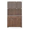 Hubert 6 Door Tall Display Cabinet in Classic Walnut Finish