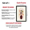 The Castle Decor Boho Abstract Botanical Wall Art Set of 4 Design 6 11x17 Inch