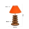 Devansh Orange Cotton Table Lamp With Wood  Pebble Lamp  (10X10X15) Inches
