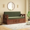 Bram 3 Seater Pull Out Sofa Cum Bed in Honey Finish with Moss Green Colour