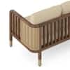 Taran 3 Seater Teak Wood Sofa in Almond Beige Fabric in Sienna Teak finish