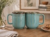 Blue Aqua Drizzle Contemporary Ceramic Mug Set