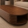 Rivona Sheesham Wood Capsule Coffee Table in Walnut Finish