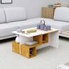 Hexa Engineered Wood Coffee Table With Storage In Frosty White And Giant Wood