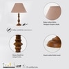 Lorette hand crafted Solid wood walnut finish table lamp With Beige Cotton Shade