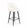 Doe Buck Faux Leather Counter Height Bar Stool in White Colour with Black Legs