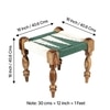 Oakville Sheesham Wood Vintage Seater Maachi Bench Set 2 Stools In Green White Rope