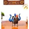 Desert Art Metal Handpainted Blue Elephant Pen Stand