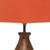 Devansh Orange Cotton Table Lamp With  Wood Natural Base (7X13 Inches)-5