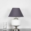 RAMZI Chrome Finish Metal And Frosted White Glass Table Lamp With Black Cotton Shade