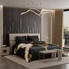 Stoa Paris Satin Comforter, 300TC Comforters for King Size Bed or King Black - Ivory White Gold