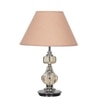 Bompton Nickel Finish Metal And Smoke Crystal Table Lamp With Beige Cotton Shade