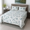White Floral 400 TC Cotton Flat Queen Size Bedsheet With 2 Pillow Covers From Threads