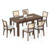 Brighton Xl 6 Seater Dining Table, Finish - Danish Walnut with Reed Dining Chair Set