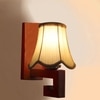 Devansh Wood Wall Mounted Lamp With Off-White Cotton Shade