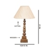 Devansh Off White Cotton Table Lamp With  Wood Natural Base (10X10X21 Inches)-27