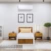 Hexa Engineered Wood Modern Single Bed With Headboard With Storage In Frosty White And Giant Wood