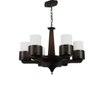 Eliante 6-Light Chandelier, Mild Steel, Glass And Wood, Modern Ceiling Lighting Fixture