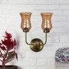 Devansh Metal Electric Wall Light in Gold Colour with Lavender Shade Count of 2 Lights