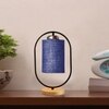 Devansh Blue Jute  Wooden Floor & Iron Table Lamp -17 Inch Height  -M