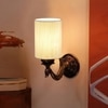 Devansh Metal Electric Wall Light in Antique Gold Colour with off-white Shade Count of 1 Light