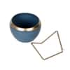 Apple Shape Metal Planter Set Of 2 In Blue And Gold Colour