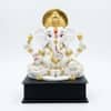 Devotional Siddhi Aura Ganesha Statue in White and Gold Colour