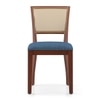 Reed Solid Wood Dining Chair in Honey Finish & Baltic Blue Colour - Set of 2