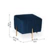 Doe Buck Adirondack Channel Tufted Velvet Ottoman Stool in Blue Colour with Gold Legs