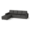 Apollo Compact Sofa (Colour : Steel, Cushion : Soft, Back Type : High Back, Seating Capacity : Left Aligned 3 Seater + Left Aligned Chaise + Ottoman)