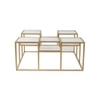 Valentino Frosted Glass Bunching Coffee Table In Dark Gold Finish