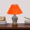 Devansh Conical Orange Cotton Shade Lamp With Wood & Mosaic Glass Base For Decoration/Office/Home/Gifting/Study For Decoration/Office/Home/Gifting/Study -(10X10X14.5) Inches -A