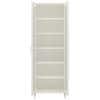Atlanta Tall Crockery cum Bookshelf Cabinet with Toughened Glass Shutters in Antique Ebony Colour