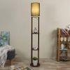 Bijou Black Cotton Floor Lamp with Solid Wood