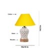 Devansh Conical Yellow Cotton Shade Lamp With Wood & Mosaic Glass Base For Decoration/Office/Home/Gifting/Study For Decoration/Office/Home/Gifting/Study -(10X10X14.5) Inches -A