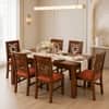 Globally Indian Nivaan Solid Sheesham Wood 6 Seater Dining Table Set 6 Chairs Terracotta Orange