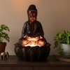 Brown Fiber Glass Twilight Lotus Buddha Indoor Water Fountain