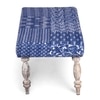 Bestone Solid Wood Bench In Indigo Patch Kantha Fabric