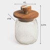 Ireka Homes Ripple Glass Canister with Airtight Wooden Lid – Food Storage (4 x 5.5 in)