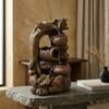 Water Fountain Woodland Cascade Water Fountain in Earthen Pot and Tree Trunk in Multicolor Colour