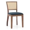 Argiro Solid Wood Dining Chair Set Of 2 In Teak Finish & Night Blue Velvet Fabric Colour