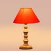Devansh Orange Cotton Table Lamp With  Wood Natural Base -(10X10X16) Inches)-30